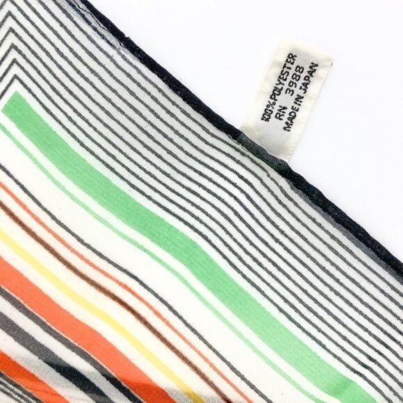 Vintage Striped Square Scarf MCM Mod Retro Polyester Japan - Picture 12 of 14